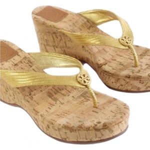 Tory Burch Gold Wedge Sandals